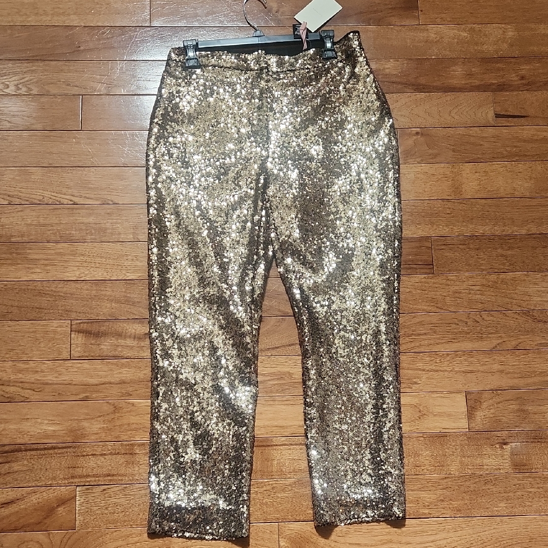 Alex Marie Alexa Gold Sequin Pants Size 8 Sparkle Glam